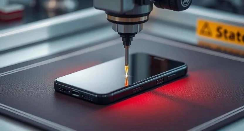 Лазерное снятие задней панели смартфона