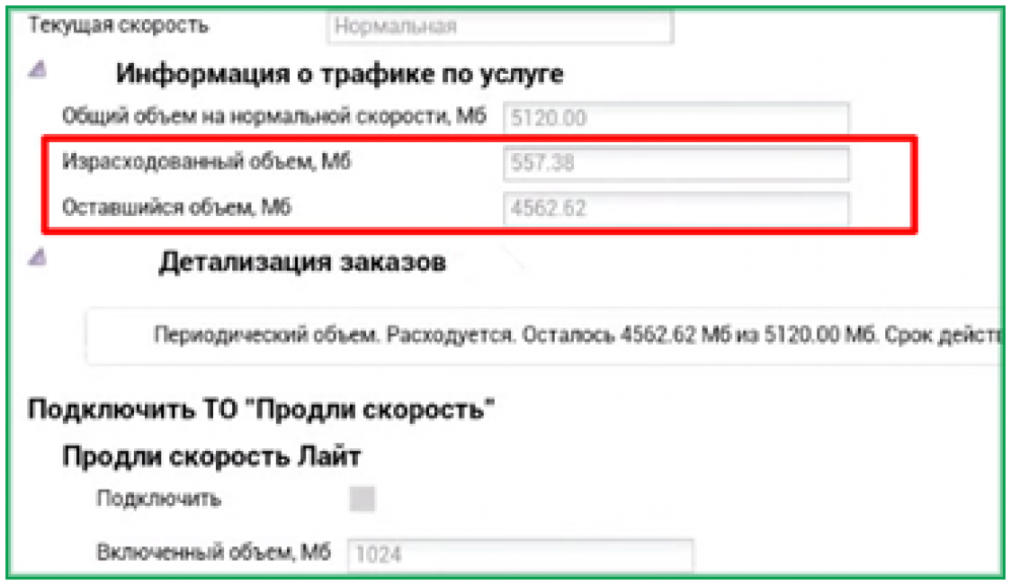 Сколько израсходовано интернета на билайне.