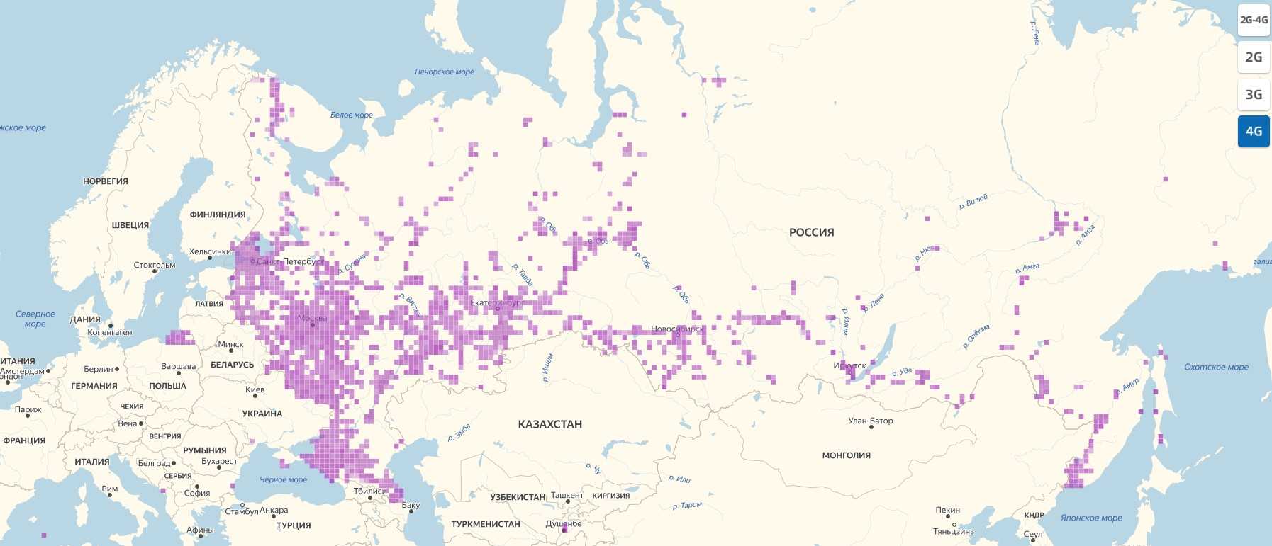 Карта зоны покрытия сети 3g и 4g lte мтс в 2019 году